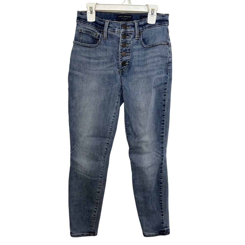Lucky Brand Button Fly High Rise Skinny Bridgette Denim Jeans Size 2 26 Ankle